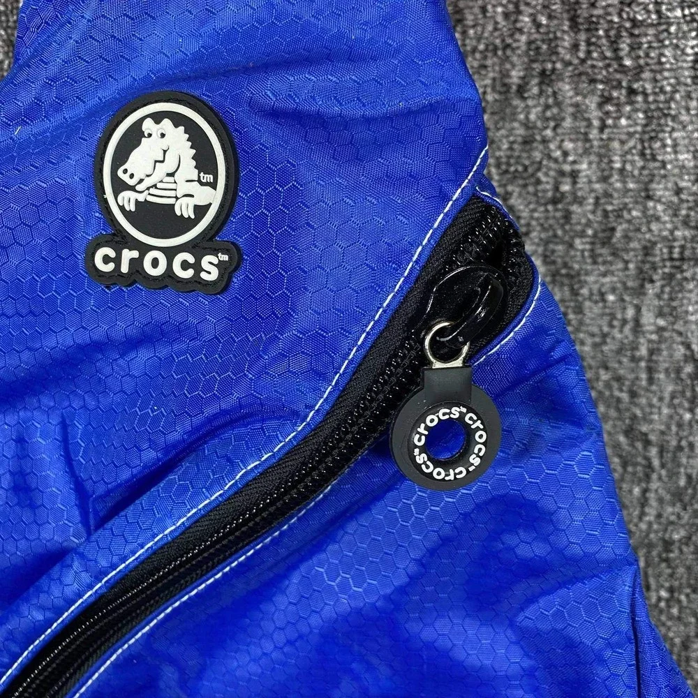 Vtg‎ Crocs Sling Backpack Bag Royal Blue Silver Single Strap Crossbody Travel